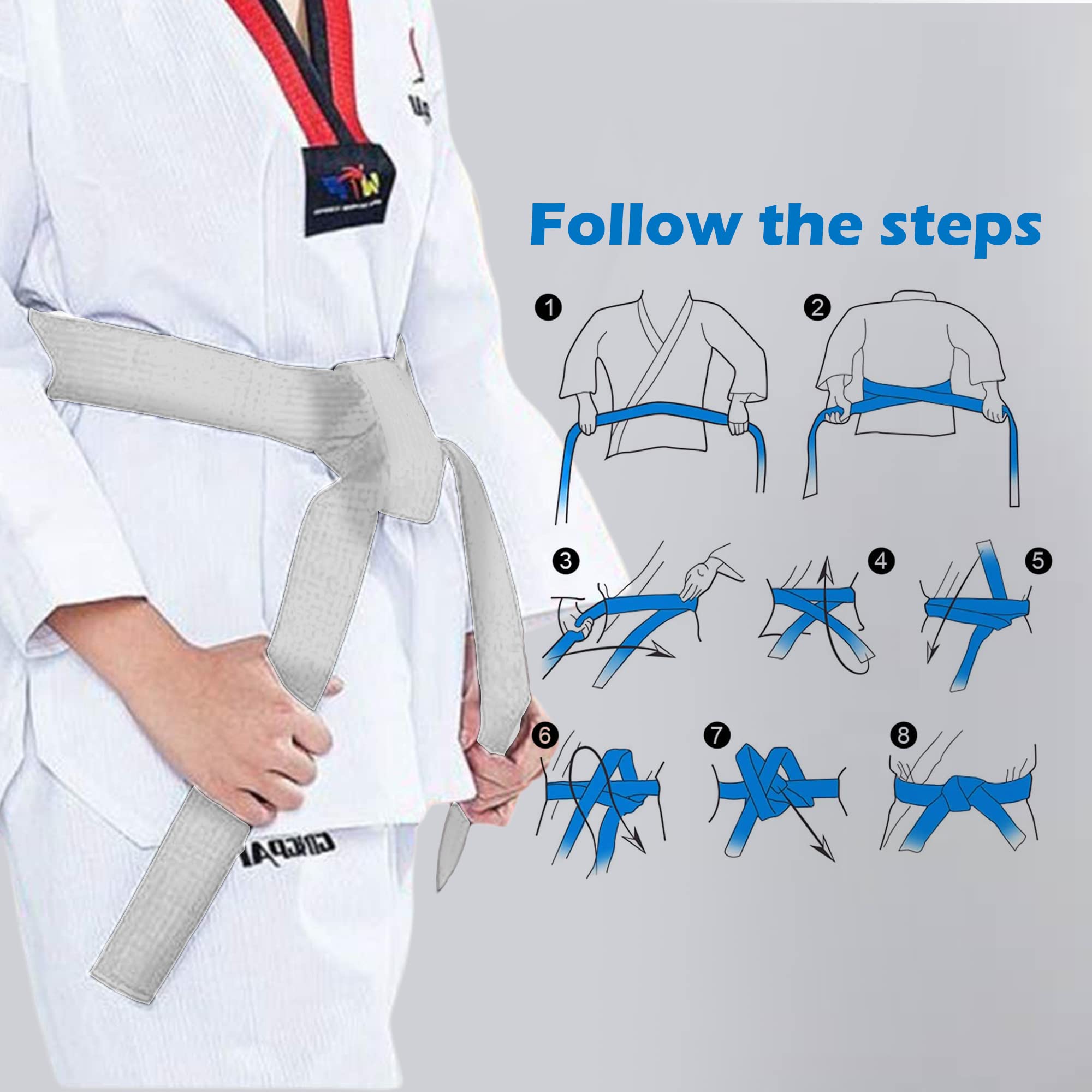 Hithop 8.6Ft Long Soft Belt For Martial Arts Karate Taekwondo Judo (White)