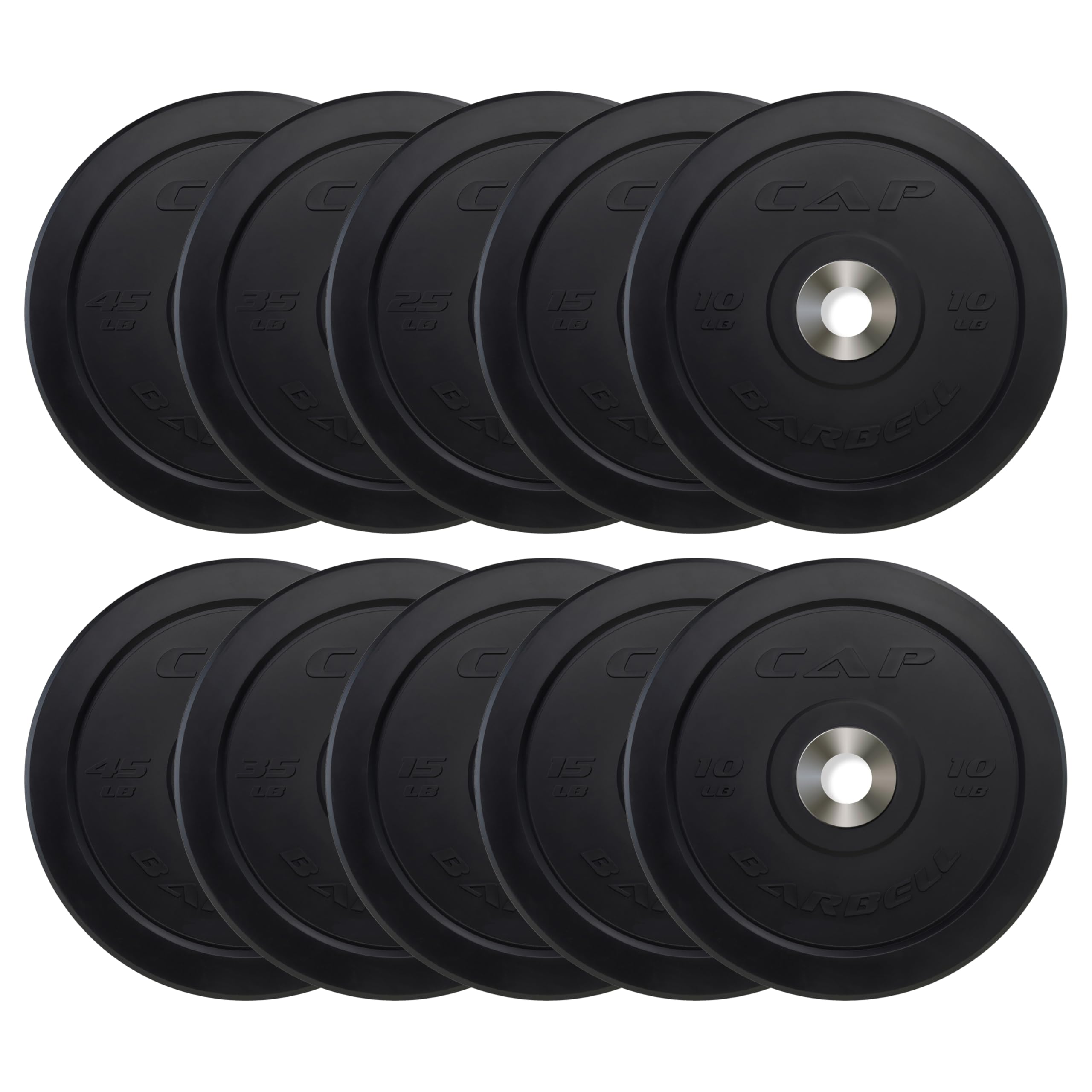 Cap Barbell 260 Lb Pro Olympic Bumper Plate Set, Black