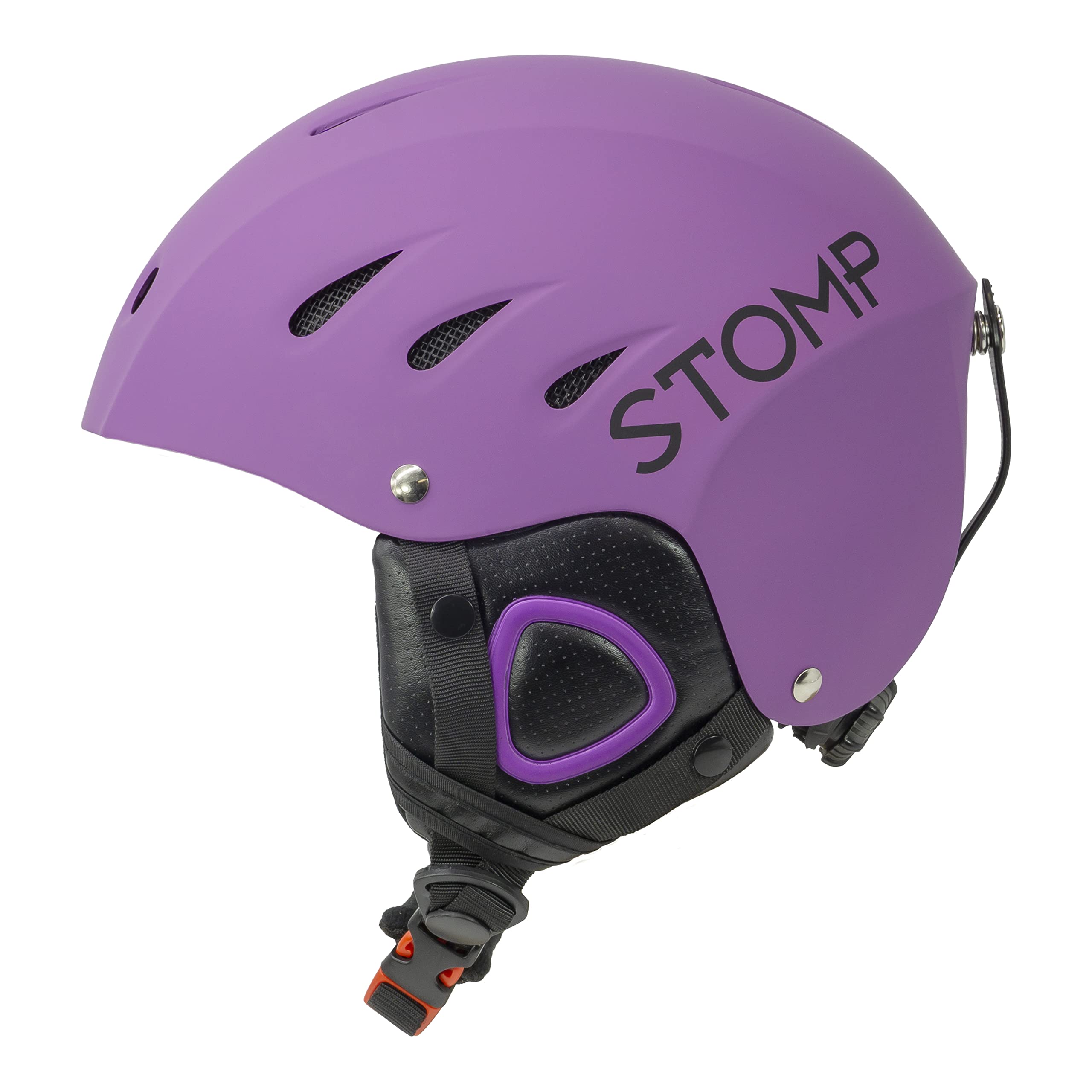 Stomp Ski & Snowboarding Snow Sports Helmet With Build-In Pocket In Ear Pads For Wireless Drop-In Headphone (Matte Purple, Large