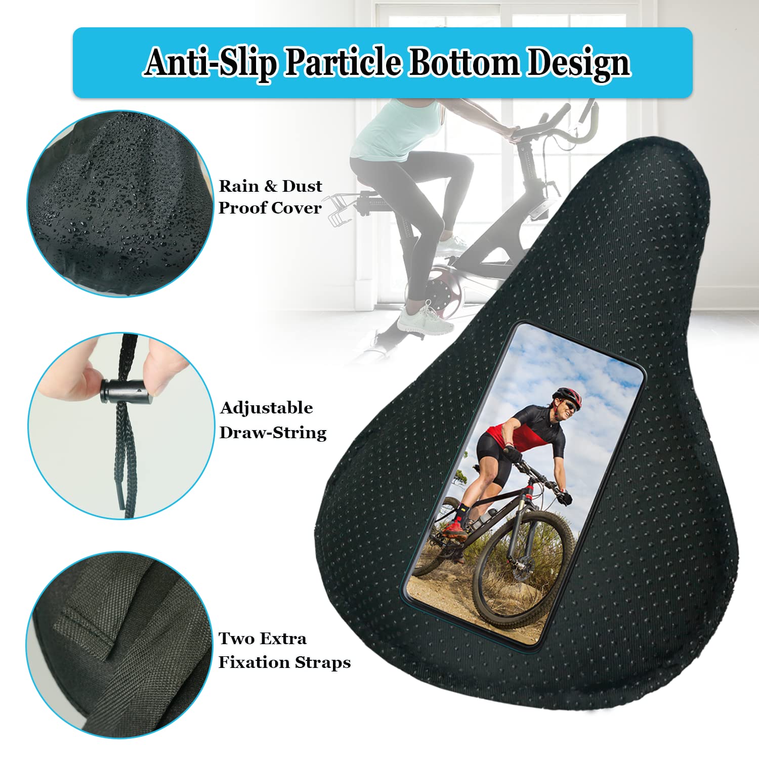 Geronmine Gel Bike Seat Cover Padded Bicycle Saddle Covers For Women  Men, Most Comfortable Exercise Bike Seat Cushion Cover, So