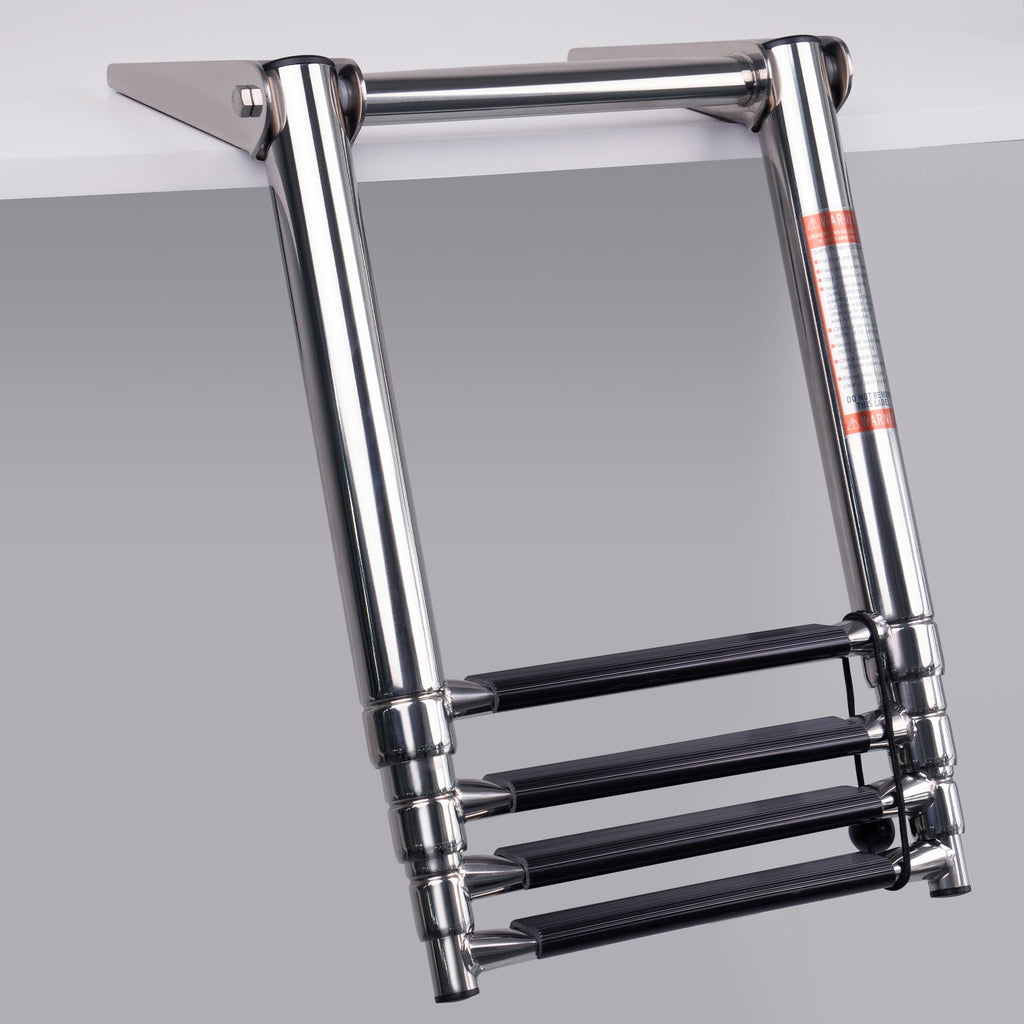 Boat Ladder 4 Step,Stainless Steel Telescoping Heavy Duty Pontoon Swim Boarding Ladder For Outboards,Yacht,Marine Fishing Boat