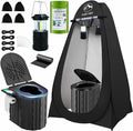 Camping Toilet With Pop-Up Privacy Tent And Liquid Waste Gel, Portable Toilet With Large Tent And Camping Lantern, Ergonomic Pot