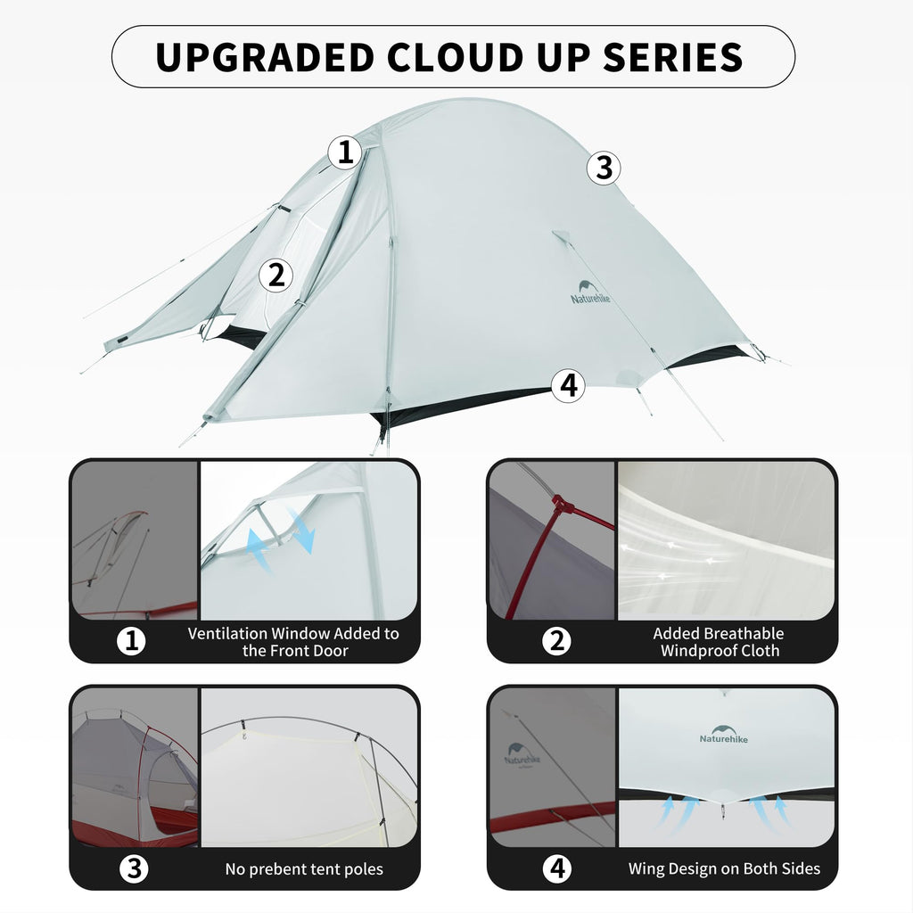 Naturehike Cloud-Up 1 Person Tent, Lightweight Backpacking Tents For One Man, Waterproof Ultralight One Person Tent For Camping