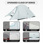Naturehike Cloud Up Ul 2 Person Backpacking Tent, Double Layer Two Person Tent With Footprint, 15D Nylon Waterproof Ultralight T
