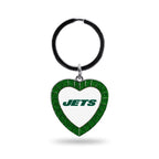 Rico Industries Nfl New York Jets Nfl Rhinestone Heart Colored Keychain, Green, 3-Inches In Length