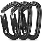 Locking Climbing Carabiners Heavy Duty - Favofit Uiaa Certified 25Kn (5620 Lbs) Rock Climbing Clips For Climbers - Large Caribea