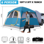 Unp Suv Tent For Camping, 6-Person Car Camping, Suv Tailgate Tent For Outdoor, Easy Set Up With Rainfly 10'X9'X78In(H) (Ocean Bl