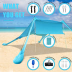 Fbsport Beach Tent Sun Shelter, Portable Beach Shade Canopy Upf50+ With Sandbags For Outdoor Family Camping, Fishing, Backyard F