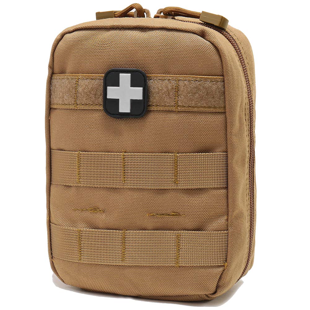 Carlebben Emt Pouch Molle Ifak Pouch Tactical Molle Medical First Aid Kit Utility Pouch (With Medical Supplies Tan)
