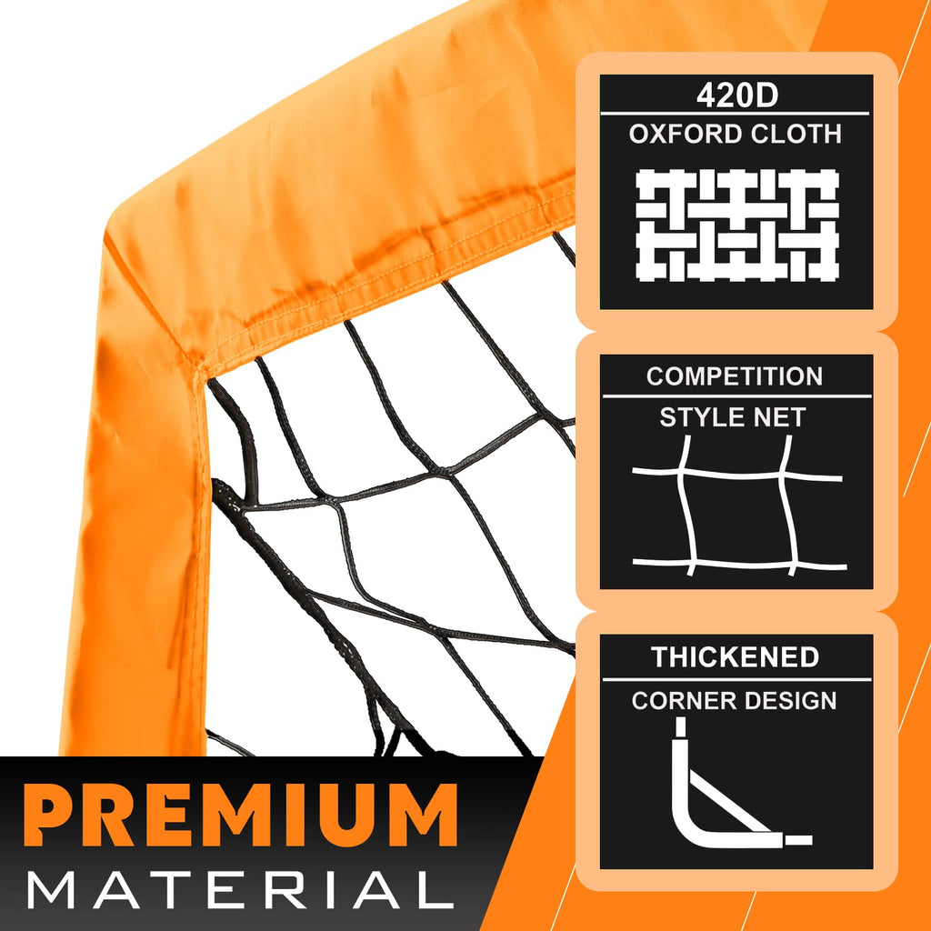Runbow 5X3 Ft Portable Kids Soccer Goal For Backyard Small Children Practice Soccer Net With Carry Bag (5X3Ft, Orange, 1 Pack)