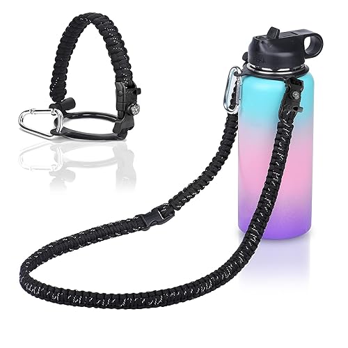 Wongeto Paracord Handle With Shoulder Strap,Compatible With Hydro Flask Wide Mouth Water Bottles 12Oz - 64 Oz And Other Wide Mou