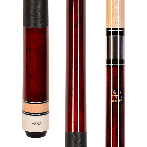 ASKA L2 2-Piece Pool Cue Stick, 58-inches Hard Rock Canadian Maple, 13mm Hard Tip (20-Ounce, Red)