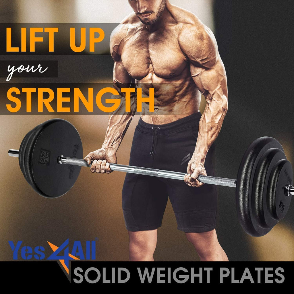 Yes4All Standard 1-Inch Cast Iron Weight Plates - 7.5Lbs X 4Pcs