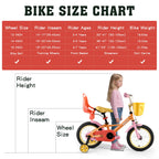 Rully Toddler Bike For 2 3 4 Years Children, 12 Inch Cycle With Training Wheels, Doll Seat, Basket, Handbrake For Girls & Boys,