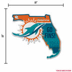 Rico Industries Nfl Miami Dolphins State Shape Shape Cut Pennant - Home And Living Room D  Cor - Soft Felt Ez To Hang 18X0.10X18
