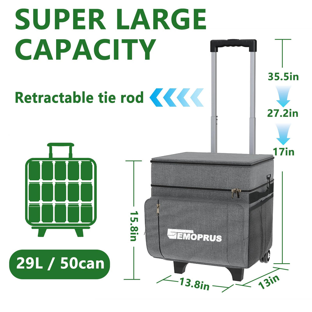 Cooler With Wheels And Handle, 50 Can Rolling Cooler, Portable Collapsiblecooler On Wheels,Leakproof Insulated Wheeledcoolers Fo