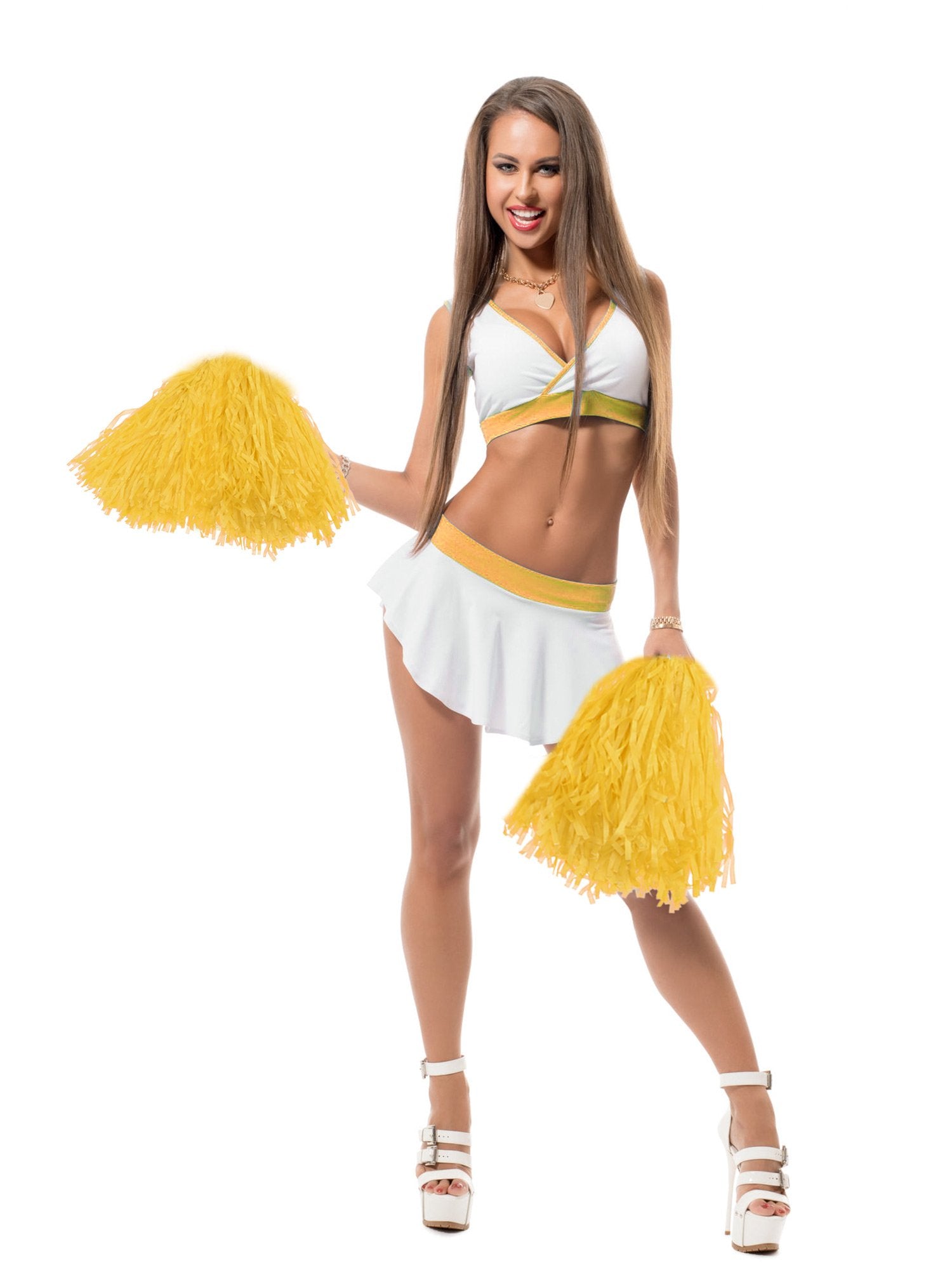 Pangda 12 Pack Cheerleading Pom Poms Sports Dance Cheer Plastic Pom Pom For Sports Team Spirit Cheering (Blue And Yellow)