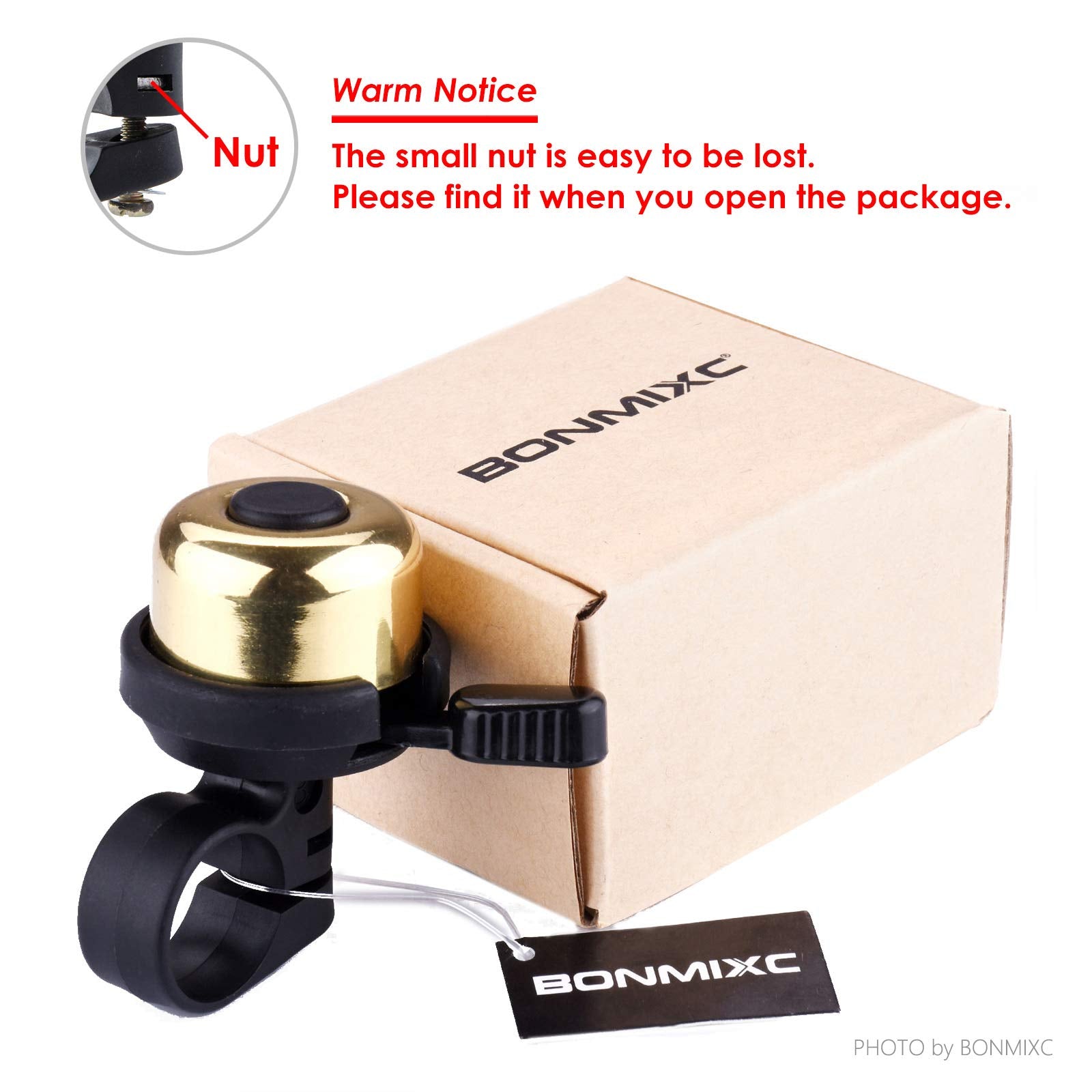 Bonmixc Bicycle Bell Brass Mini Bike Bell (2 Pack)