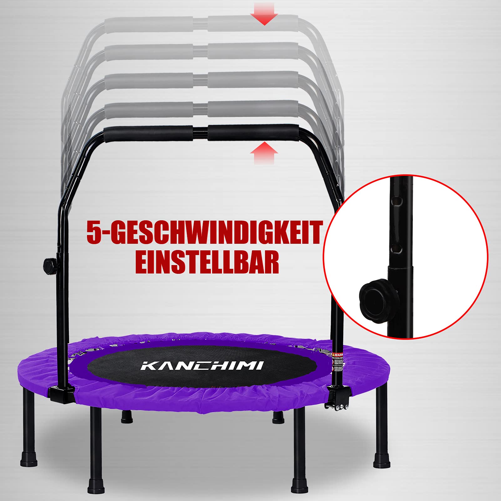Kanchimi 40 Folding Mini Fitness Indoor Exercise Workout Rebounder Trampoline with Handle, Max Load 330lbs(Purple)
