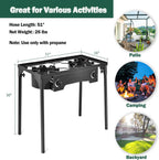 Goplus Outdoor Camping Stove, Dual Burner Propane Gas Cooker W/Detachable Legs & 0-20 Psi Regulator & Csa Approval For Camp Pait