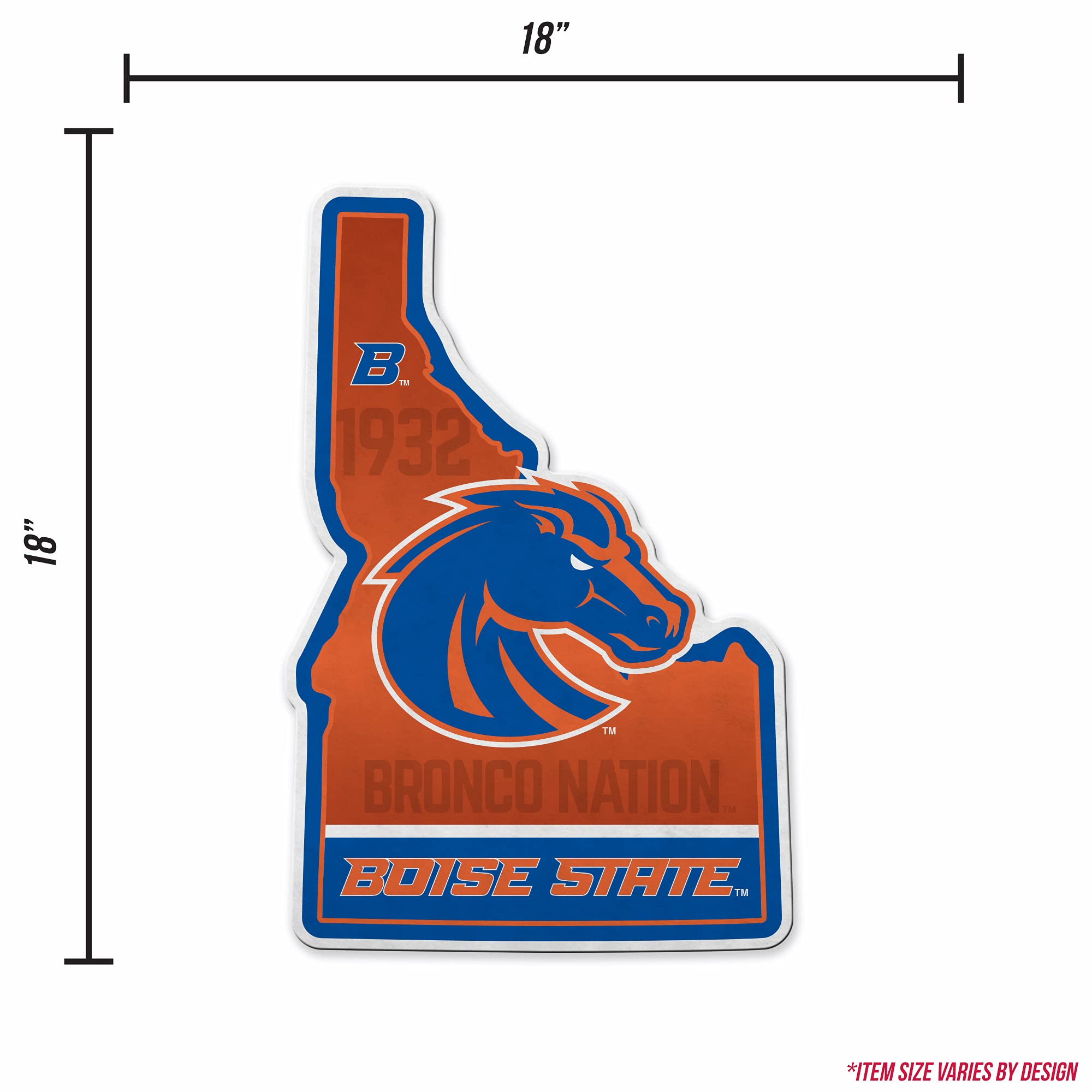 Rico Industries Ncaa Boise State Broncos State Shape Shape Cut Pennant - Home And Living Room D  Cor - Soft Felt Ez To Hang