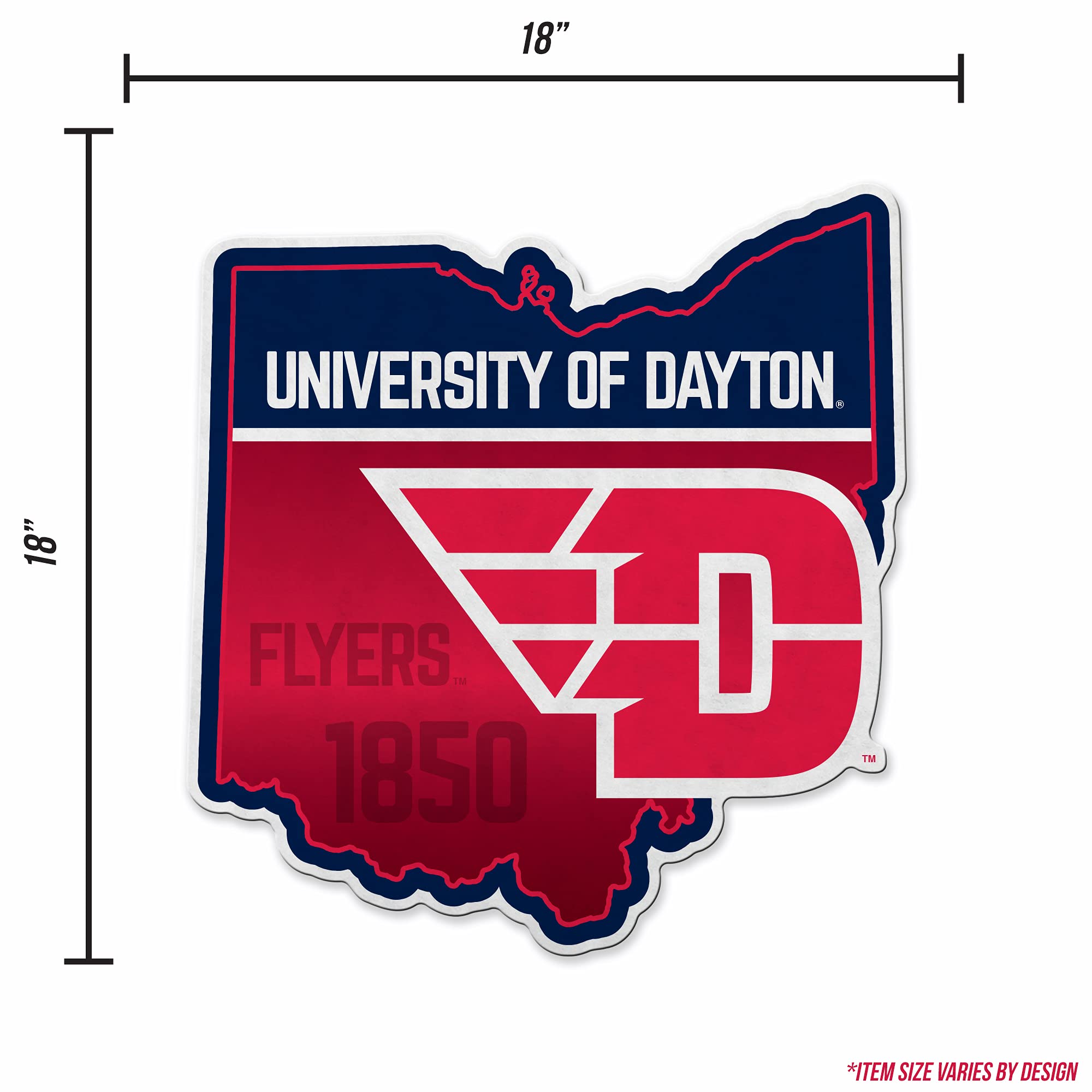 Rico Industries Ncaa Dayton Flyers State Shape Shape Cut Pennant - Home And Living Room D  Cor - Soft Felt Ez To Hang