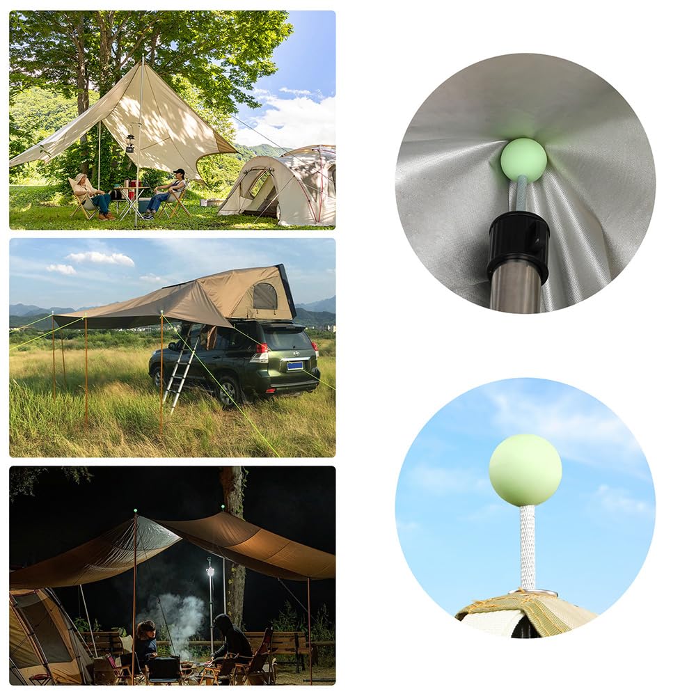 Zyamy 5Pcs Tent Pole Lightning Cap, Tent Building Pole Connector, Anti Puncture Ball For Camping And Hiking, Tpr Rubber Cap For