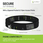 Flipbelt Running & Fitness Workout Belt, Black, Large