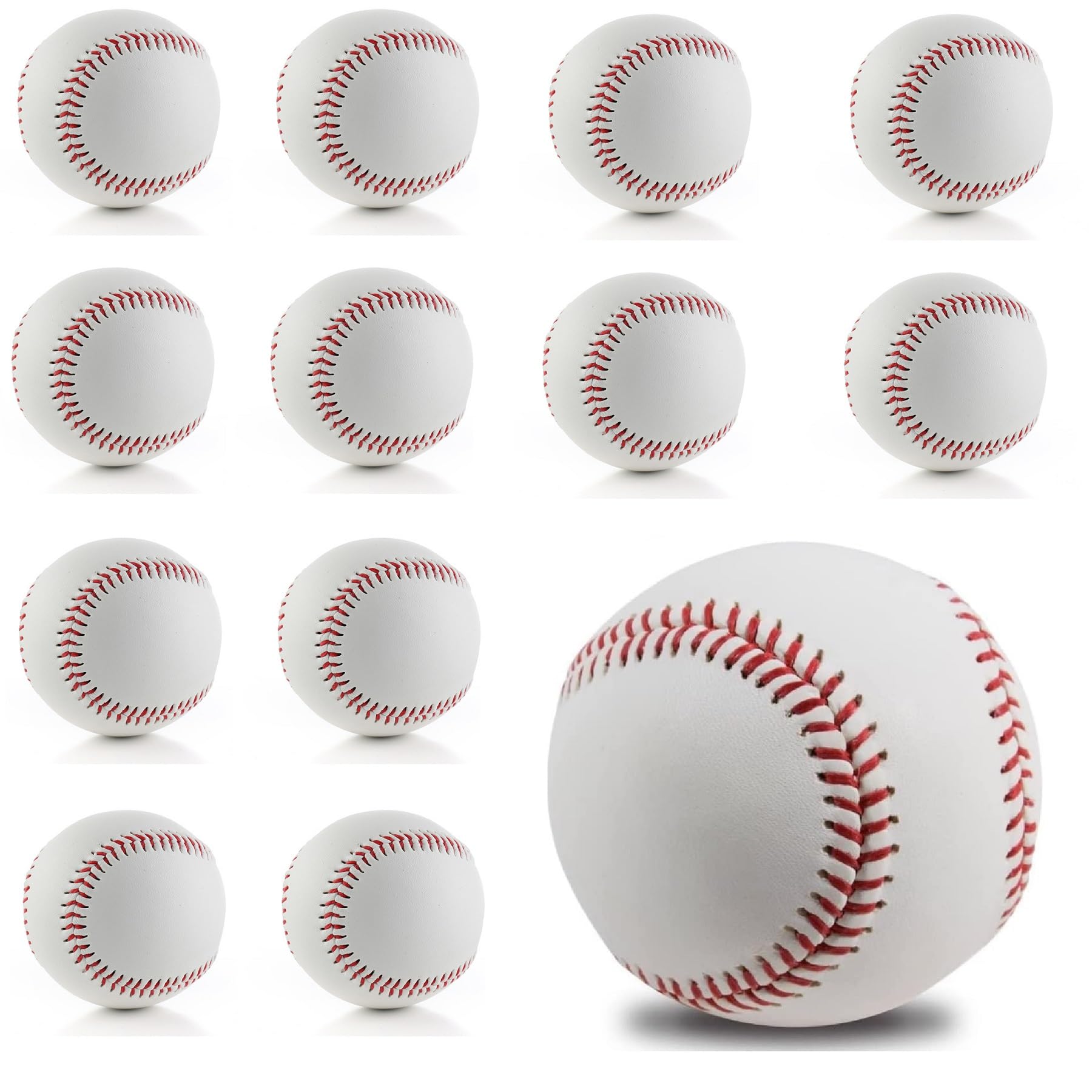 Omyopy 12 Pack Blank Hard Baseballs Solid Cork Core, 9 Inch Baseball Balls Unmarked Autographs Baseball For League Play, Pitchin