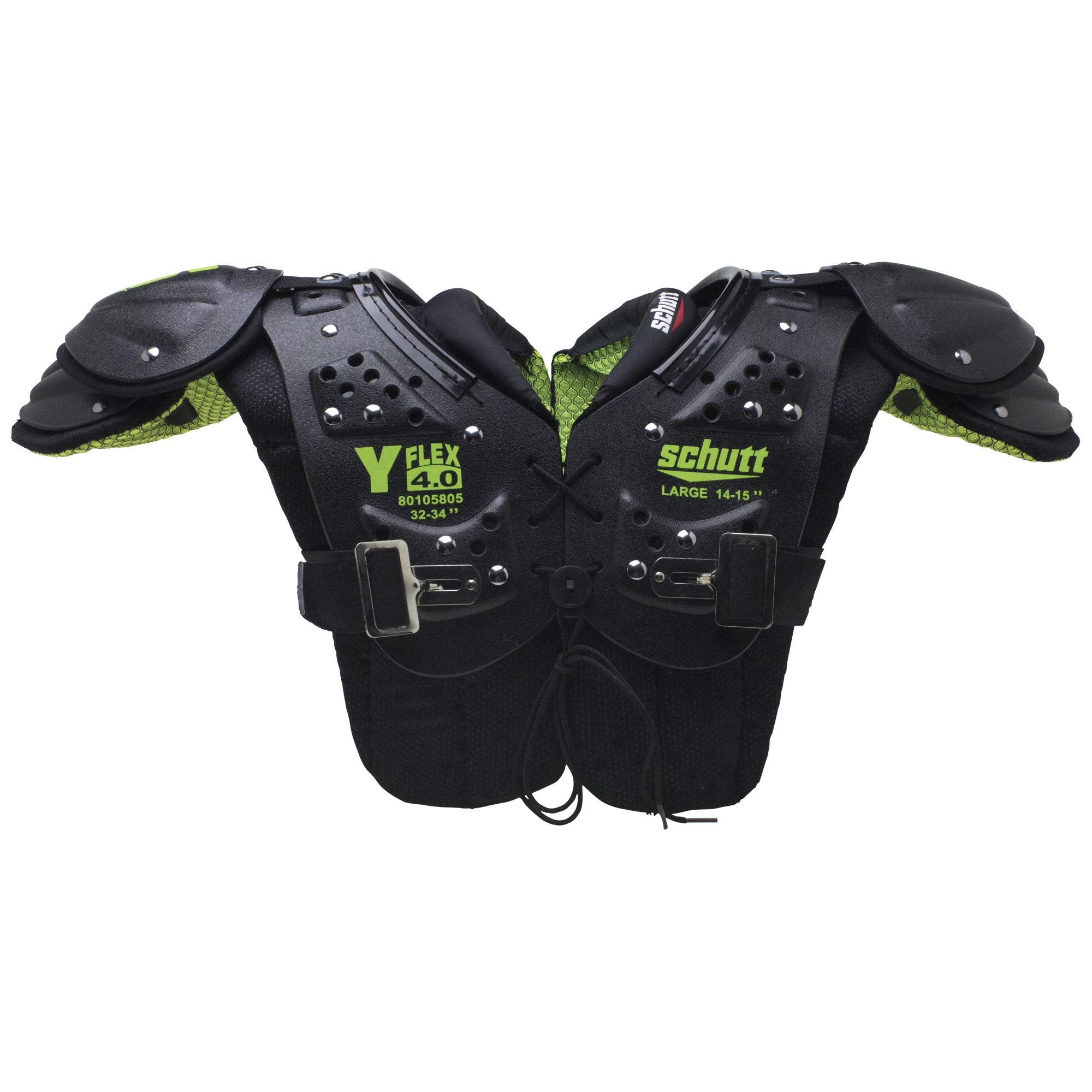 Schutt YFlex 4.0 Shoulder Pads, Football, Black, Small