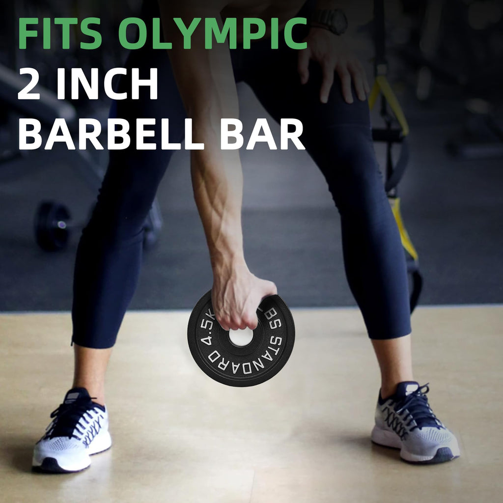 Fitvids Olympic Cast Iron 2-Inch Weight Plate for Strength Training & Weightlifting, Multiple Weights Available, 10LB (Set of 4)