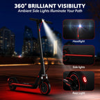 Electric Scooter Adults, Up to 23 Miles & 19 MPH, Front Suspension, Folding E-Scooter Built-in Side Lights, 550W Motor, 36V 10.5