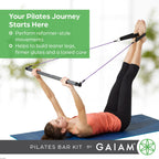 Gaiam Restore Pilates Bar Reformer Kit - Home Fitness Equipment For Total Body Workout - Includes Bar, Two 30-Inch Resistance Ba
