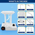 Serenelife Slcasn25 Portable Camping Sink W/Towel Holder & Soap Dispenser-30L Water Capacity Hand Wash Basin Stand W/Rolling Whe