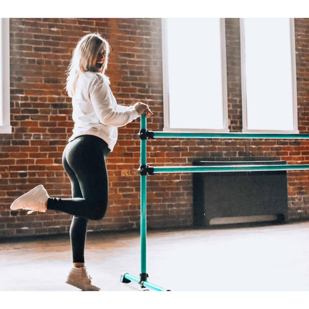 Vita Barre Portable Freestanding Double Ballet Barre, Prodigy, 5 Ft Bars, Satin Silver  Adjustable Height, Usa Made, Home Or Gym