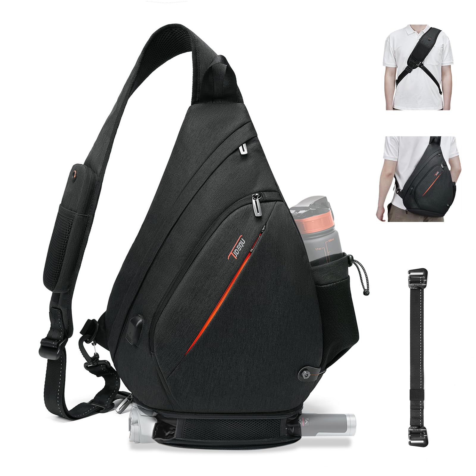 TUDEQU Sling Bag for Women,8 Pockets Sling Bag One Strap Small Crossbody Backpack for Women,19L Sling Backpack Travel Hiking Out
