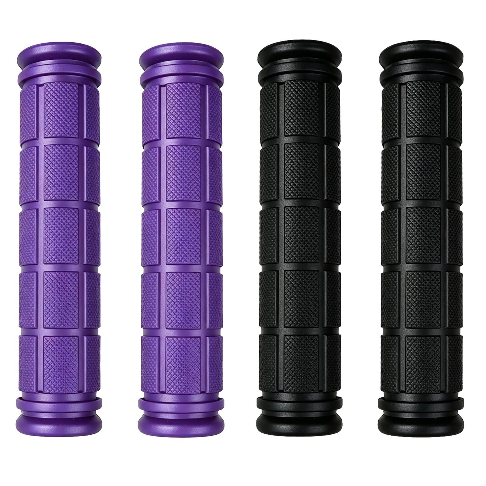 Kasteco 2 Pairs Bicycle Handle Bar Grips Mushroom Grips for BMX/Road Mountain Bikes (Black and Purple)