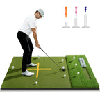 5.2x4FT 21-45mm Dual-Turf Golf Mat with Ball Tray, Thickened Golf Hitting Mat with 9 Hitting Holes, Alignment Aid, 10mm Thick Pr