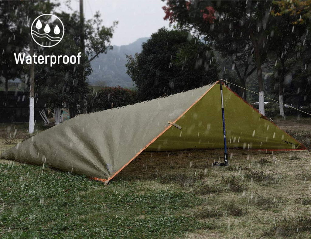 Free Soldier Waterproof Portable Tarp Multifunctional Outdoor Camping Traveling Awning Backpacking Tarp Shelter Rain Tarp (Green
