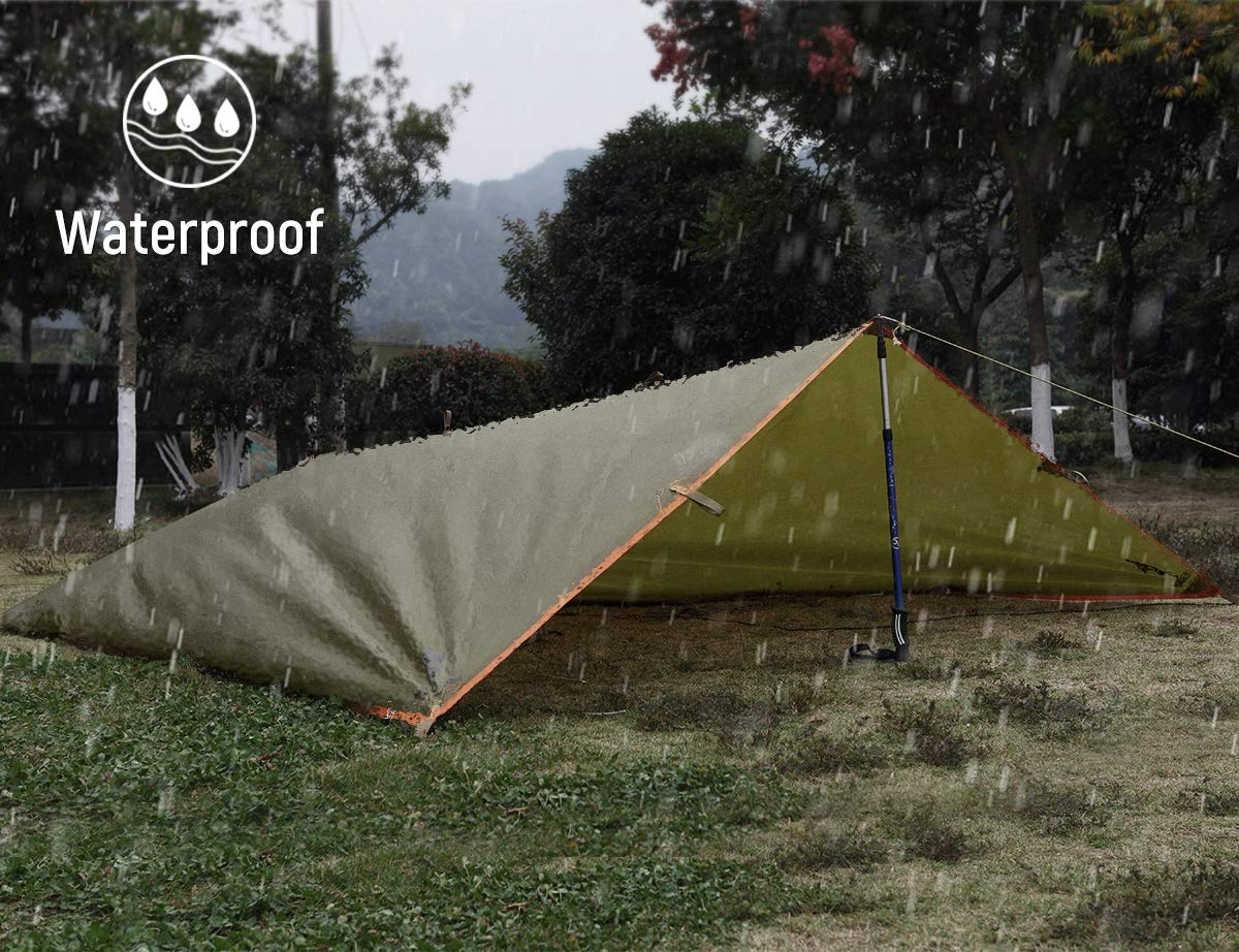 Free Soldier Waterproof Portable Tarp Multifunctional Outdoor Camping Traveling Awning Backpacking Tarp Shelter Rain Tarp (Green