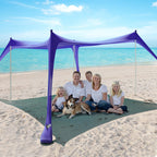 Beach Tent Sun Shelter - 10 X 10 Ft Beach Canopy Upf50+ Uv Protection With Sandbags, Poles, Grond Pegs And Anti-Wind Ropes For F