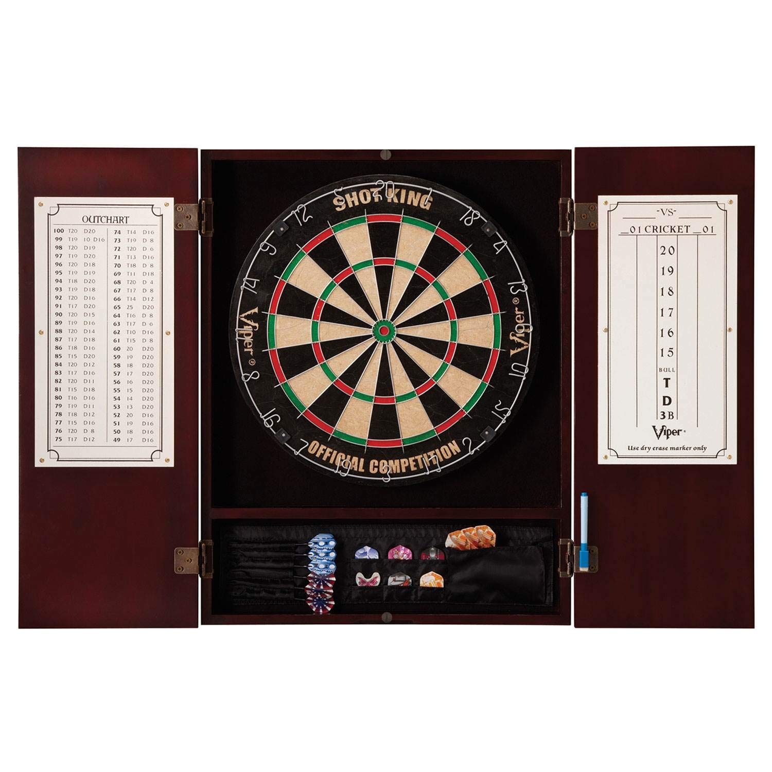 Viper Metropolitan Solid Wood Sisal/Bristle Steel Tip Dartboard Cabinet: Cabinet Only (No Dartboard), Mahogany Finish