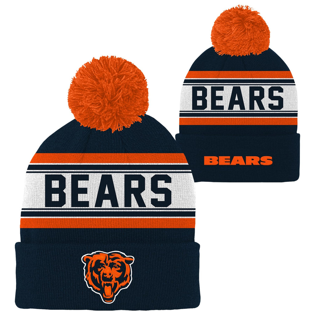 Outerstuff Nfl Kids 4-7 Official Primary Logo Sport Knit Cold Weather Cuffed Pom Beanie Hat (Us, Alpha, One Size, Chicago Bears)