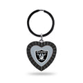 Rico Industries Nfl Oakland Raiders Nfl Rhinestone Heart Colored Keychain, Black, 3-Inches In Length, 1.25 X 3.75-''