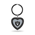 Rico Industries Nfl Oakland Raiders Nfl Rhinestone Heart Colored Keychain, Black, 3-Inches In Length, 1.25 X 3.75-''