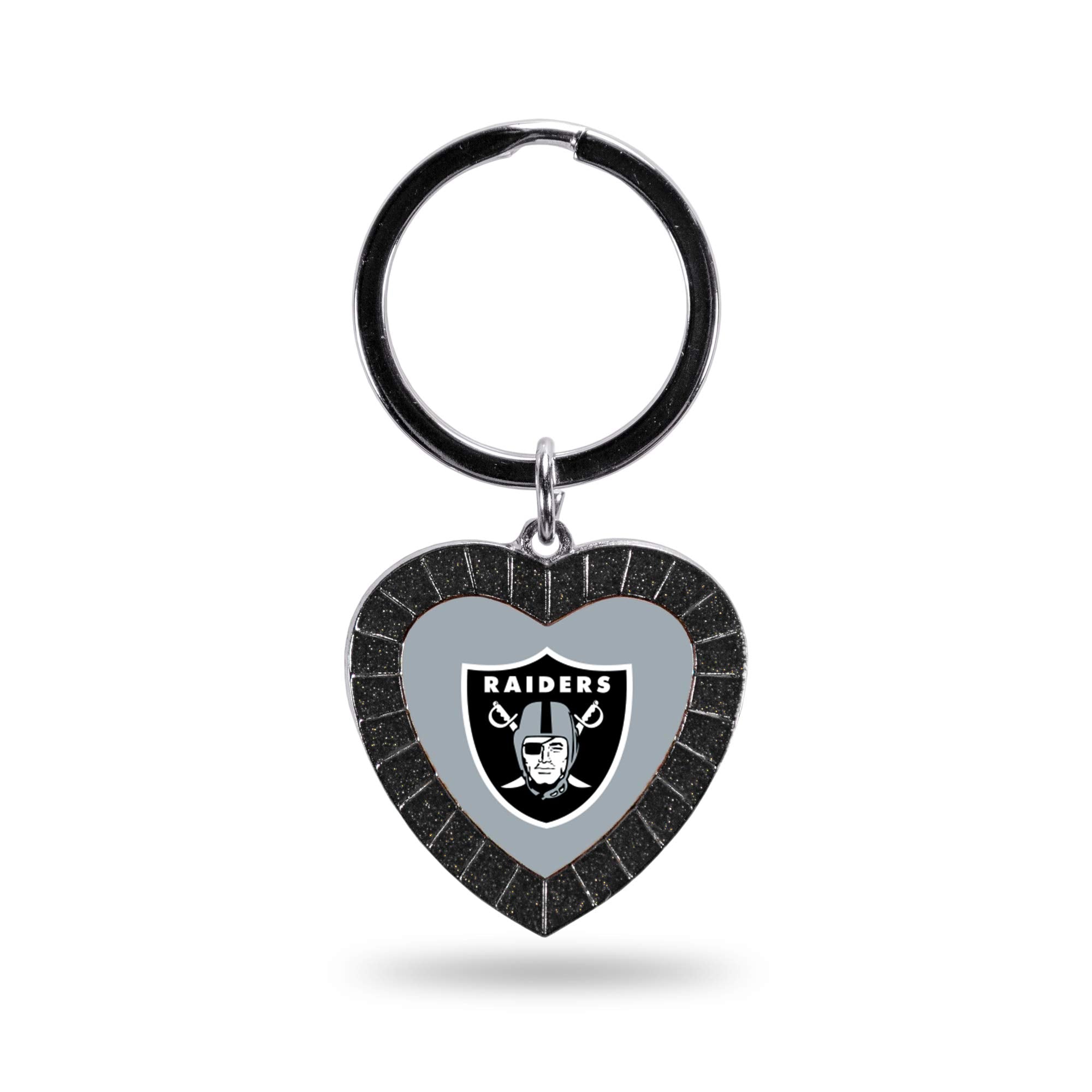 Rico Industries Nfl Oakland Raiders Nfl Rhinestone Heart Colored Keychain, Black, 3-Inches In Length, 1.25 X 3.75-''