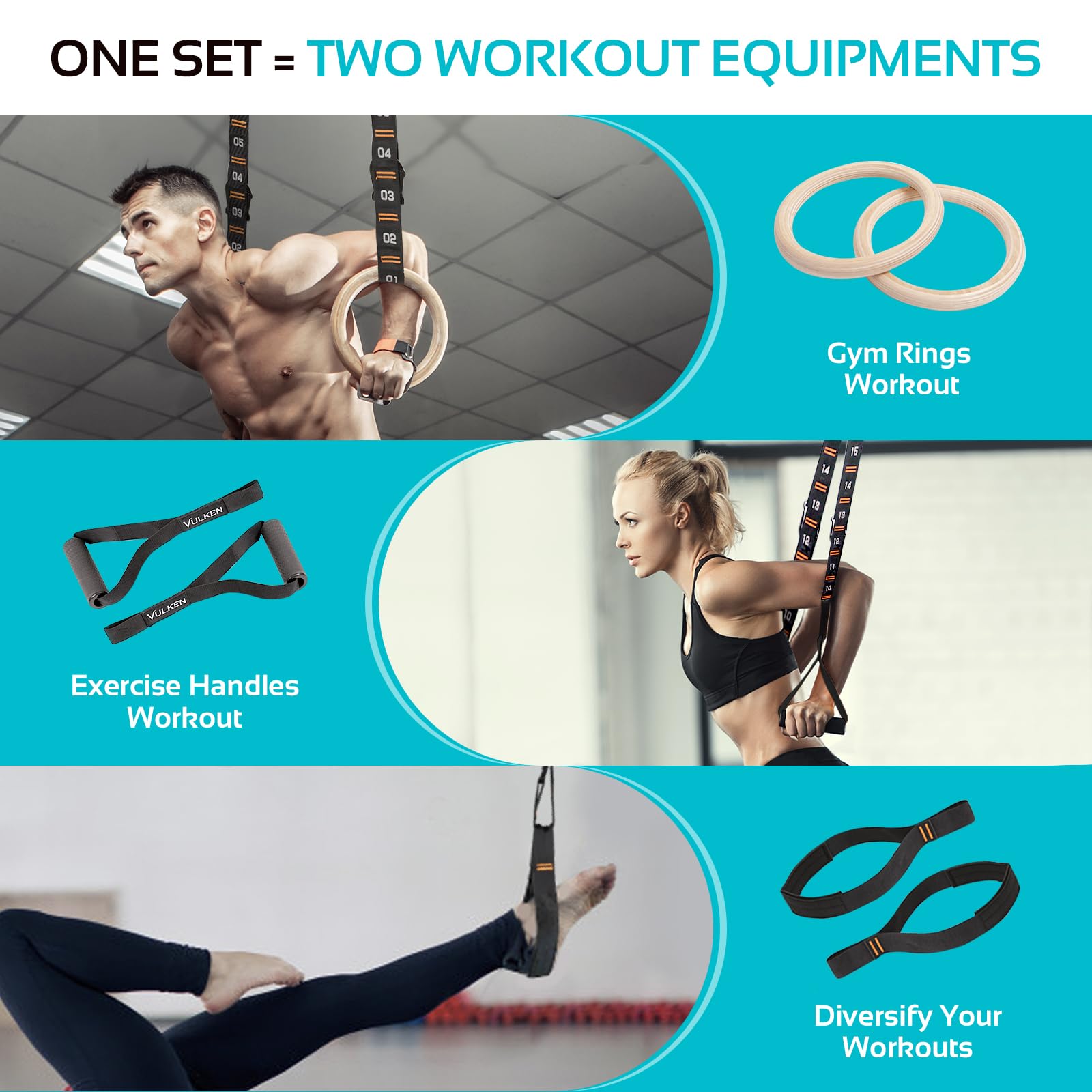 Vulken Wooden Gymnastic Rings With Adjustable Numbered Straps. 1.1 Olympic Rings For Core Workout And Bodyweight Training. Home