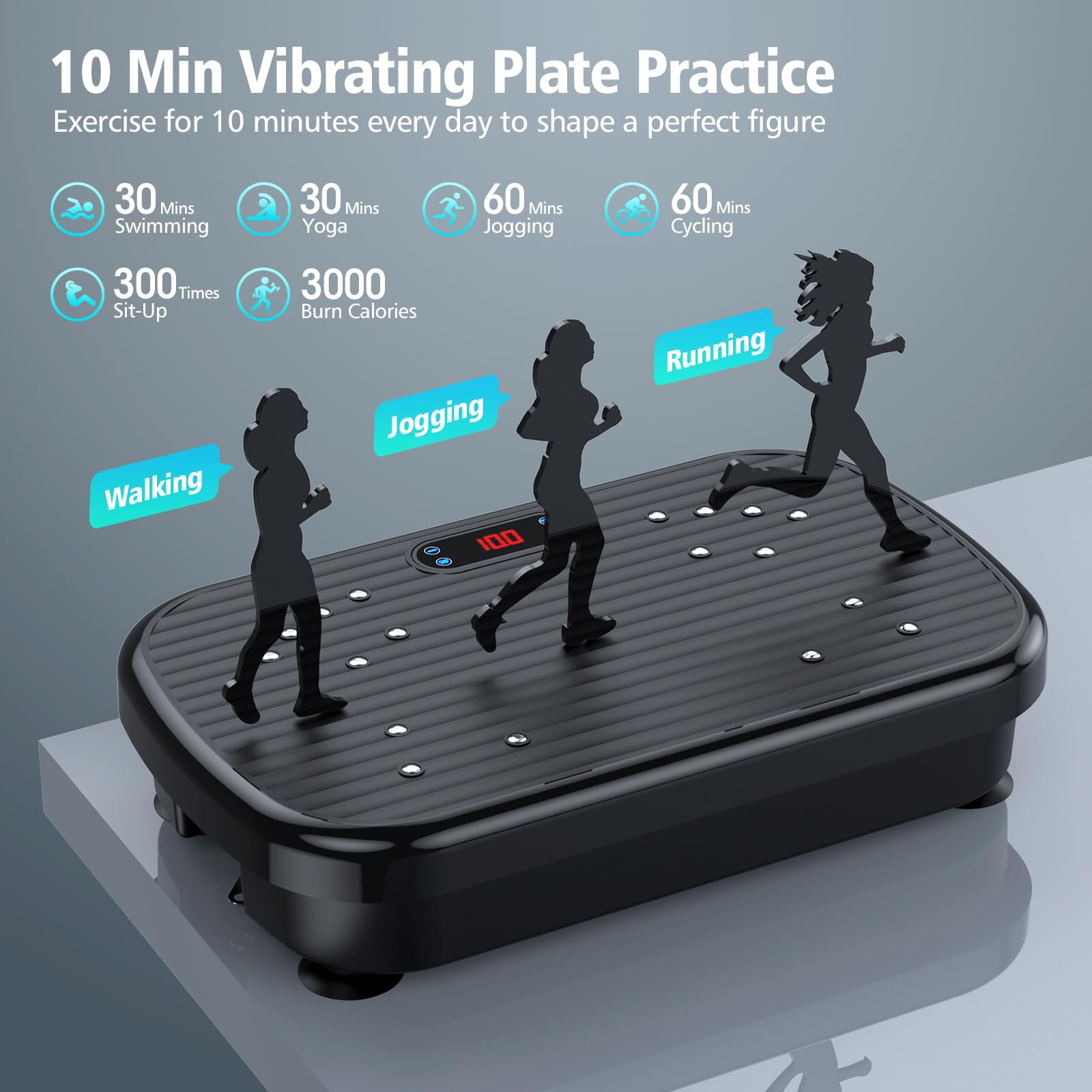 Pureroyi Vibration Plate Exercise Machine, Vibration Plate For Lymphatic Drainage Whole Body Vibration Platform Machines Helps W