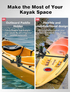 Mellbree Kayak Paddle Holder, Fishing Kayak Accessories Dual Head Offset Paddle Holder For Kayaking Multifunctional Kayak Rail M