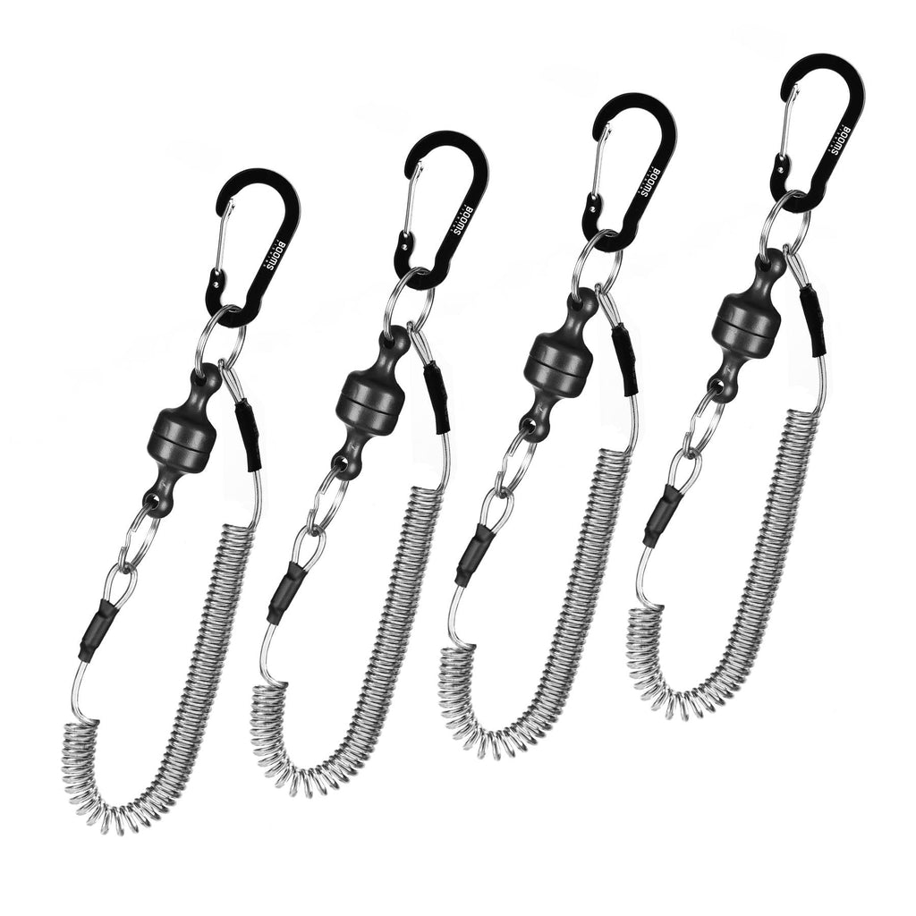 Booms Fishing Mrc Magnetic Net Release For Fly Fishing, Magnetic Quick Release Keychain, Magnet Clip Release With Coiled Lanyard